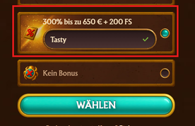 Bonus-Dialog Amnura: Willkommenspaket TASTY