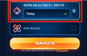 Bonus-Dialog DudeSpin: 300 % Willkommensbonus